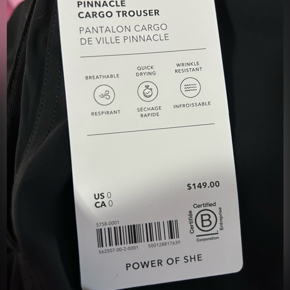 NWT Athleta Pinnacle Cargo Pants Black Various Sizes and Lengths - Picture 9 of 13